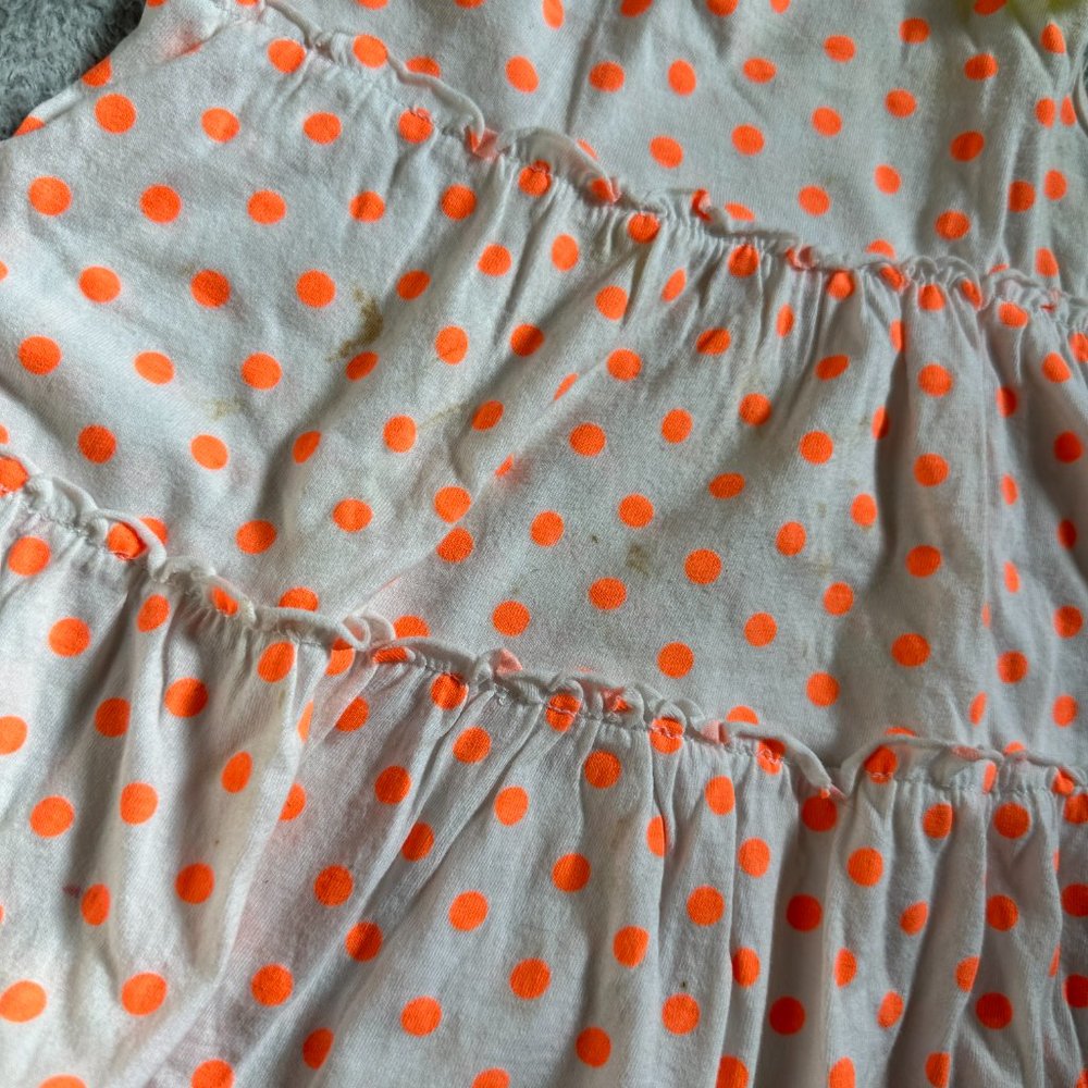 Carter's Ruffle Flowing Tank Top White w/ Orange Polka Dots Sz 3T - Picture 2 of 6
